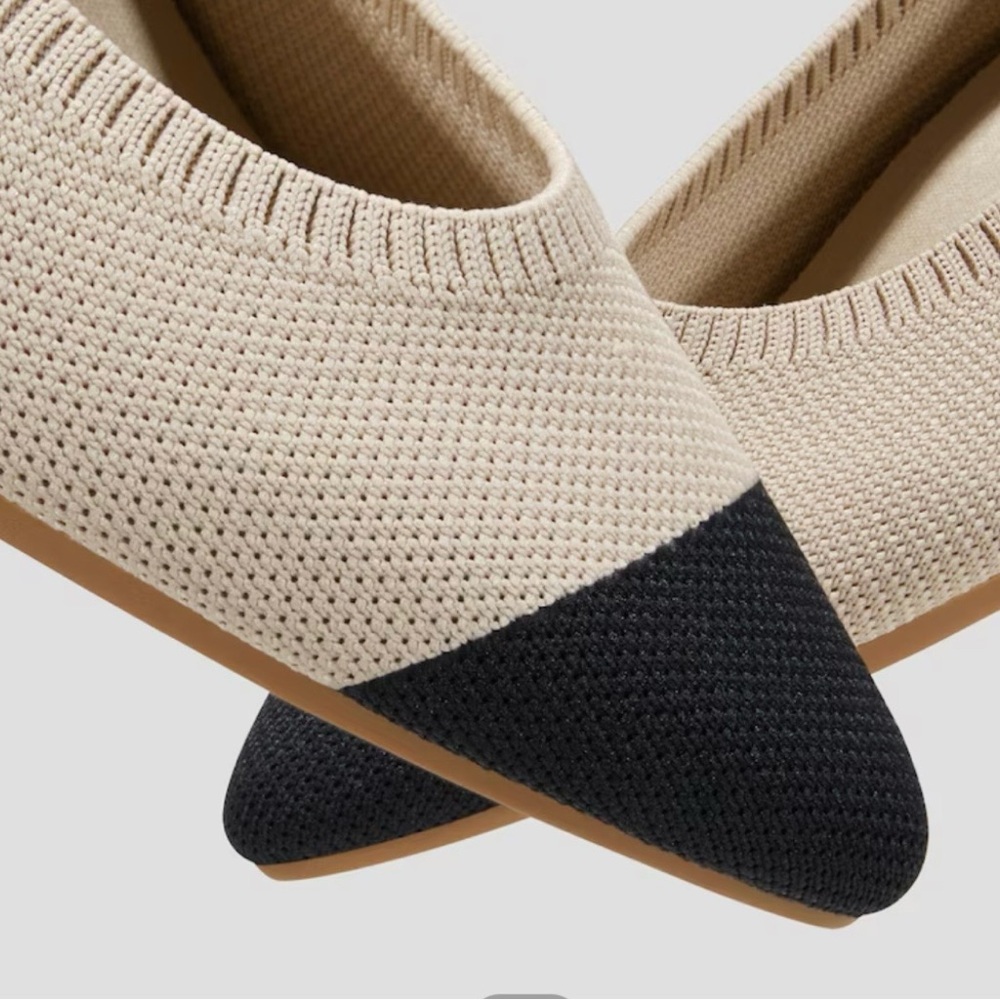 Vivaia Pointed-Toe Ballet Flats (Aria 5°) almond and black - Picture 3 of 9